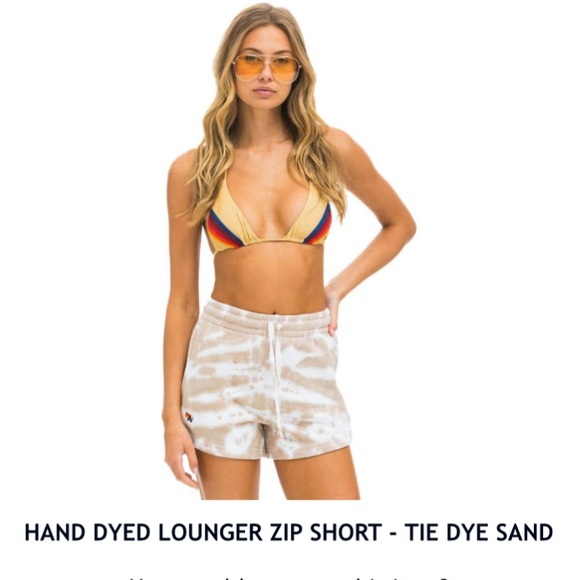Aviator Nation Pants - HAND DYED LOUNGER ZIP SHORT- TIE DYE SAND-Limited Edition & zipper pockets!